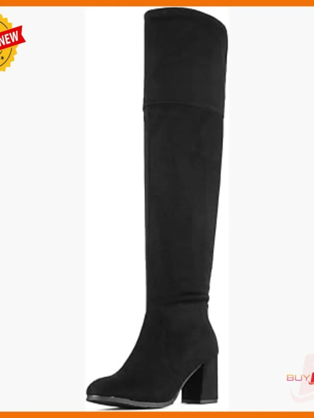 Stretch Microsuede Over-The-Knee Boots with Block Heel, Half-Zipper Closure